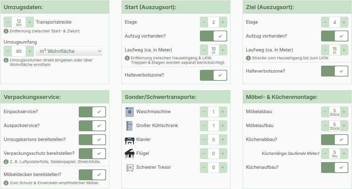 Umzugsrechner - Umzugskosten online berechnen